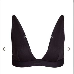 SKIMS - Cotton Plunge Bralette - Size L - Black
